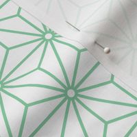 43 Geometric Stars- Japanese Hemp Leaves- Asanoha- Jade Green on White Background- Petal Solids Coordinate- Small