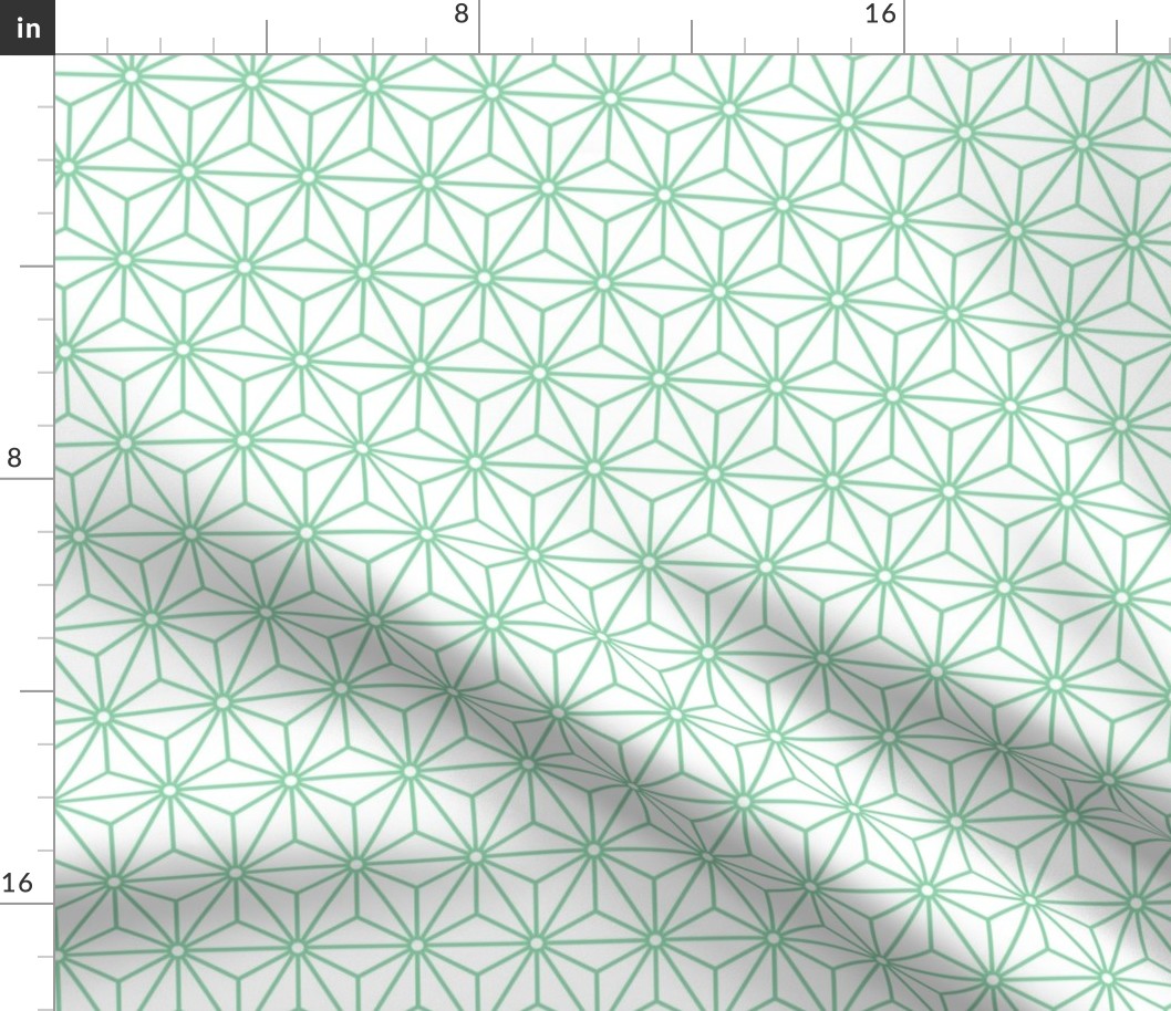 43 Geometric Stars- Japanese Hemp Leaves- Asanoha- Jade Green on White Background- Petal Solids Coordinate- Small