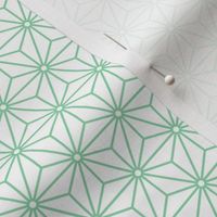 43 Geometric Stars- Japanese Hemp Leaves- Asanoha- Jade Green on White Background- Petal Solids Coordinate- sMini