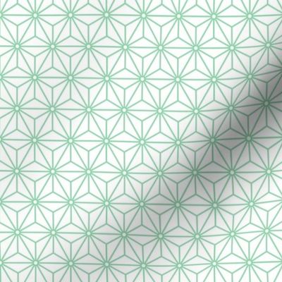 43 Geometric Stars- Japanese Hemp Leaves- Asanoha- Jade Green on White Background- Petal Solids Coordinate- sMini