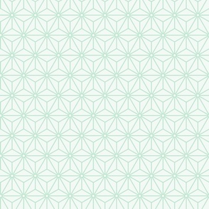 43 Geometric Stars- Japanese Hemp Leaves- Asanoha- Pastel Jade Green on Off White Background- Petal Solids Coordinate- Small