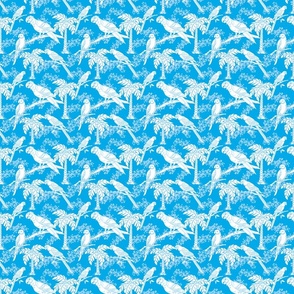 Parrot Jungle (small) in Sky Blue and White