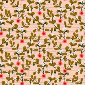 Nordic Floral and Berries Branches Pattern