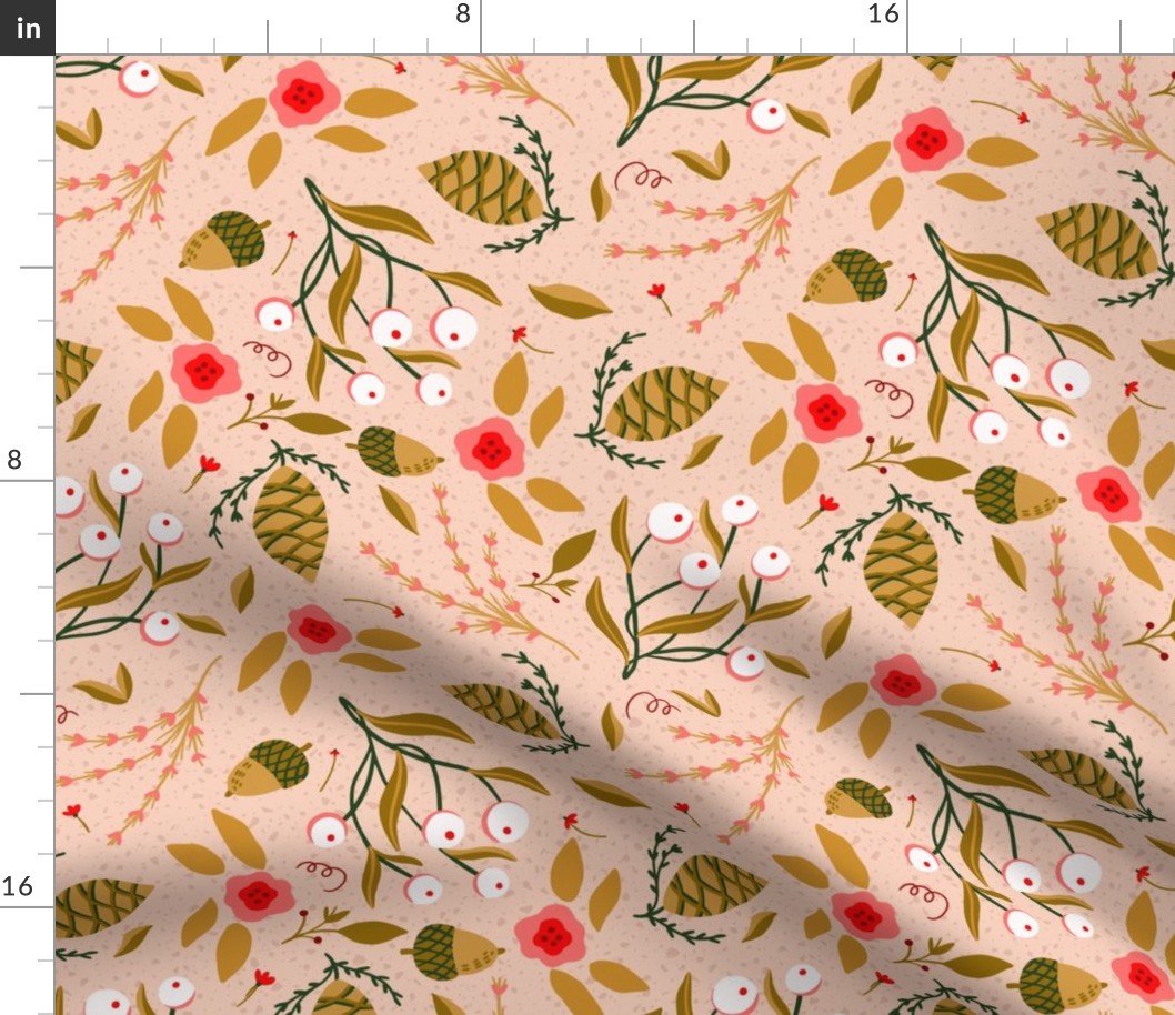 Autumn Winter Berries and Various Botanicals Pattern