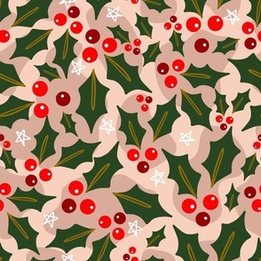 Holiday Winter Berries and Leaves Pattern