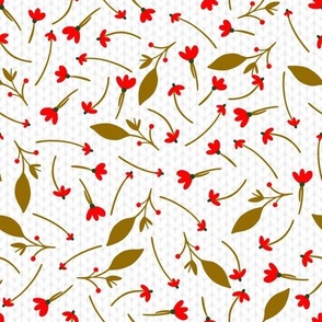 Tiny Red Flower Twigs Pattern