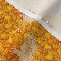 Cockatoos And Lemons by Maurice Pillard Verneuil - SMALL - Art Déco Flower Design - orange