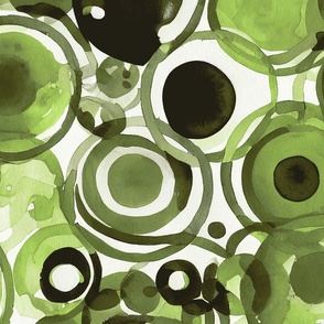 Loose Watercolor Painted Shapes Pattern Lime Green