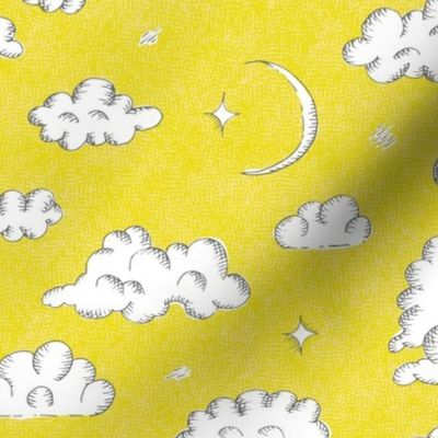 clouds and new moon on lemon lime | medium 