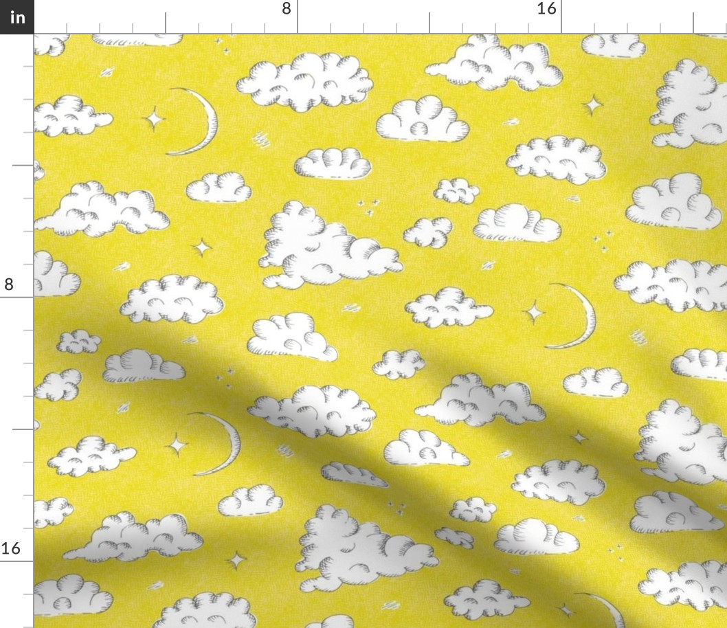 clouds and new moon on lemon lime | medium 