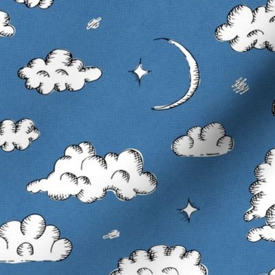 clouds and new moon on light gray | medium 