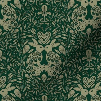 Rabbit Damask Green