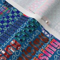 Cruising typography with cruise vacation patterns multicoloured on denim blue medium