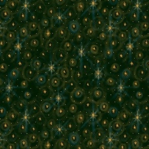 Magical starry night, in christmas green