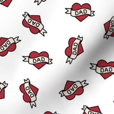 Minimalist Dad Tattoo - Valentine & father's day hearts mom design red white tossed
