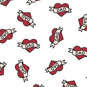 Minimalist Dad Tattoo - Valentine & father's day hearts mom design red white tossed