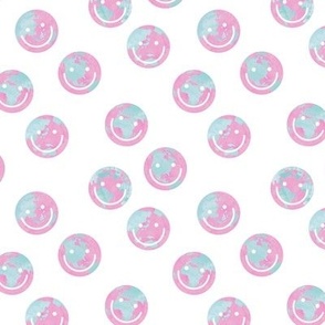 Happy earth day - globe and smileys earth day environmental green theme pink teal