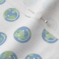 Happy earth day - globe and smileys earth day environmental green theme green blue traditional palette