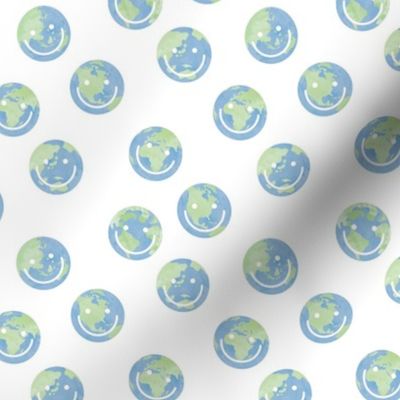 Happy earth day - globe and smileys earth day environmental green theme green blue traditional palette