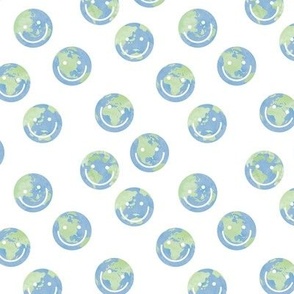 Happy earth day - globe and smileys earth day environmental green theme green blue traditional palette