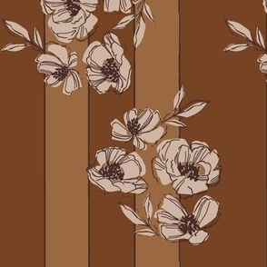 Earthtone Broad Stripes with Flowers