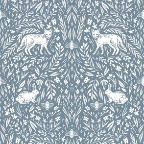  Scandinavian Woodland Wallpaper in Denim Blue