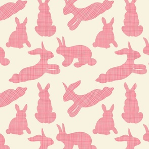 Pink Bunnies in cream background