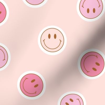 Pink Smiley Faces Stickers Valentines Day