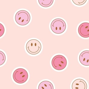 Pink Smiley Faces Stickers Valentines Day