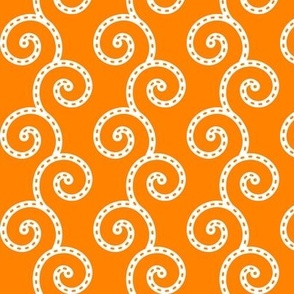 Tennessee colors - Dotted Swirls - White on Orange