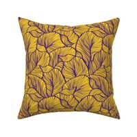 Louisiana State colors - Crowded Leaves Line Art - Gold and Purple