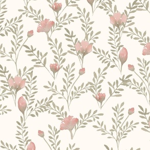 Vintage Sage & Blush Watercolor Floral