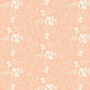 Cottage Core florals, Farmhouse Florals, coral white hand drawn flower Terri-Conrad-Designs copy