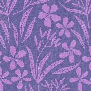 Large, Oleander on Purple, Textured