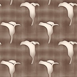 Art Deco Sepia-Toned Calla Lilies on a Woven Textured Background
