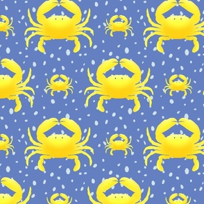 Crab Yellow on Blue Large