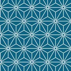 47 Geometric Stars- Japanese Hemp Leaves- Asanoha- Peacock- Teal- Turquoise Blue- Petal Solids Coordinate- Medium