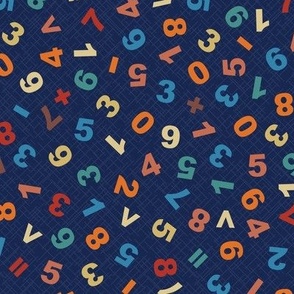 Colorful numbers on navy blue