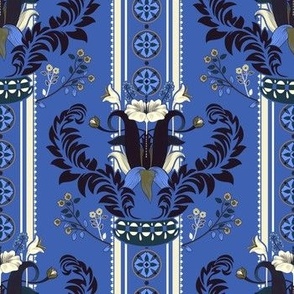 Italian Renaissance Lily Stripes in Sapphire Blue
