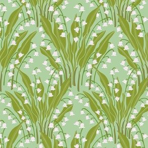 Lily Of The Valley Delicate Garden Floral Botanical in Spring Green White Pink - SMALL Scale - UnBlink Studio by Jackie Tahara