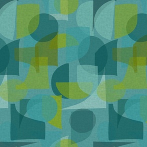 Textured Shapes Abstract One -Teals-teal background and teal texture (large scale)