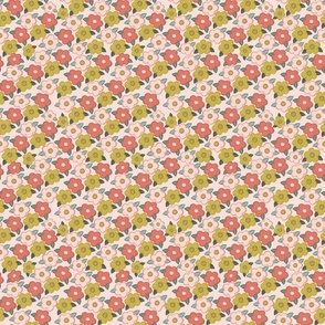 groovy flowers petal blush pink background small scale