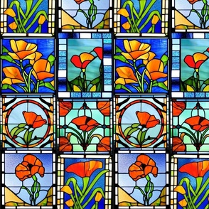 California Poppy Stained Glass 001