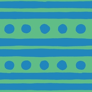 circles and double stripes blue green
