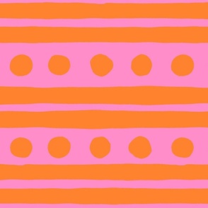 circles and double stripes pink orange
