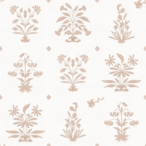 little blooms - light camel - linen textured