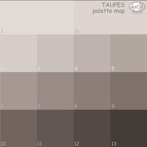 Taupes Color Map: Dept 6 Design Numbered Taupes Palatte Map