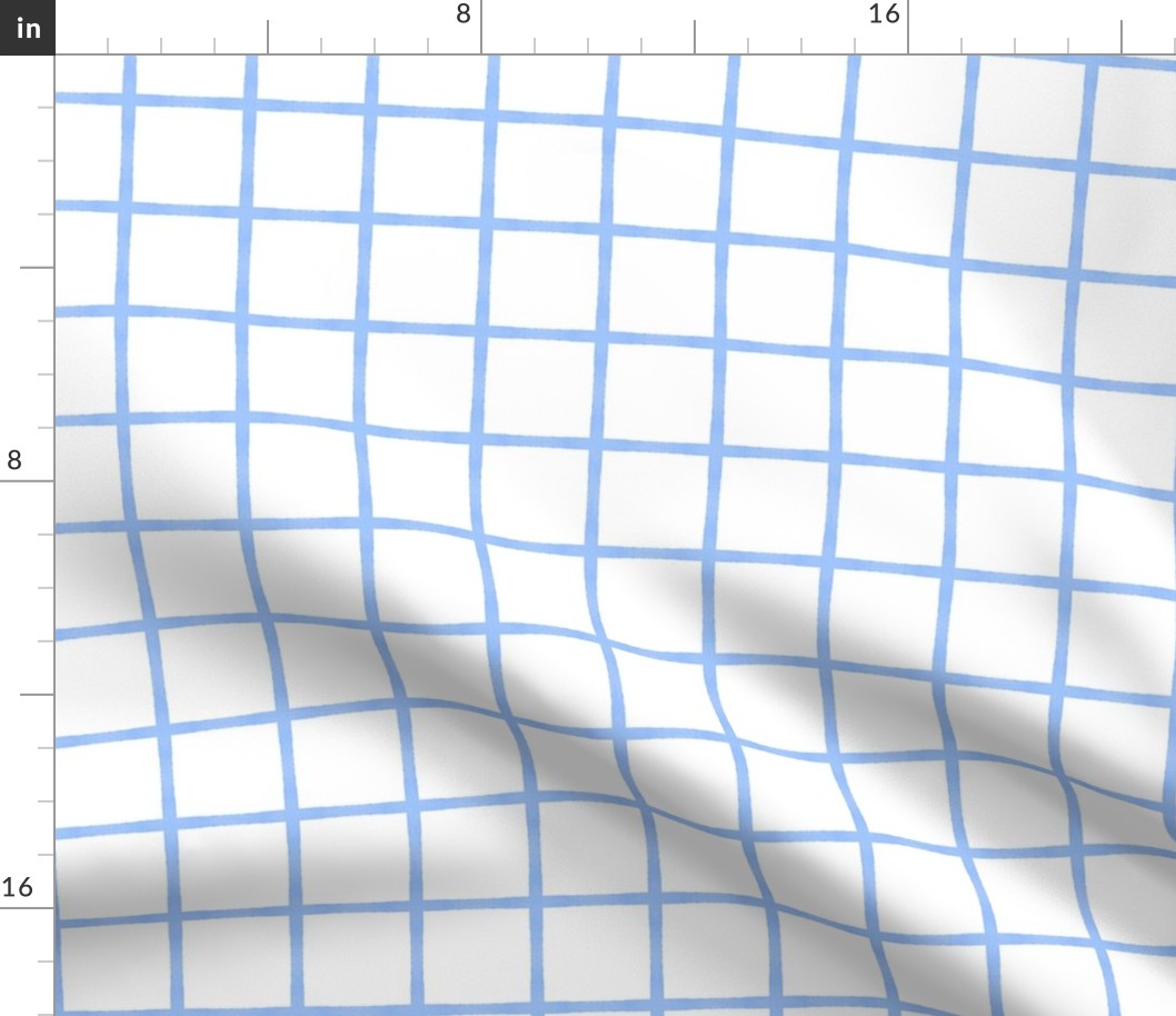 Coastal Blue and White Windowpane Grid - Ditsy Scale - Square Graph Check
