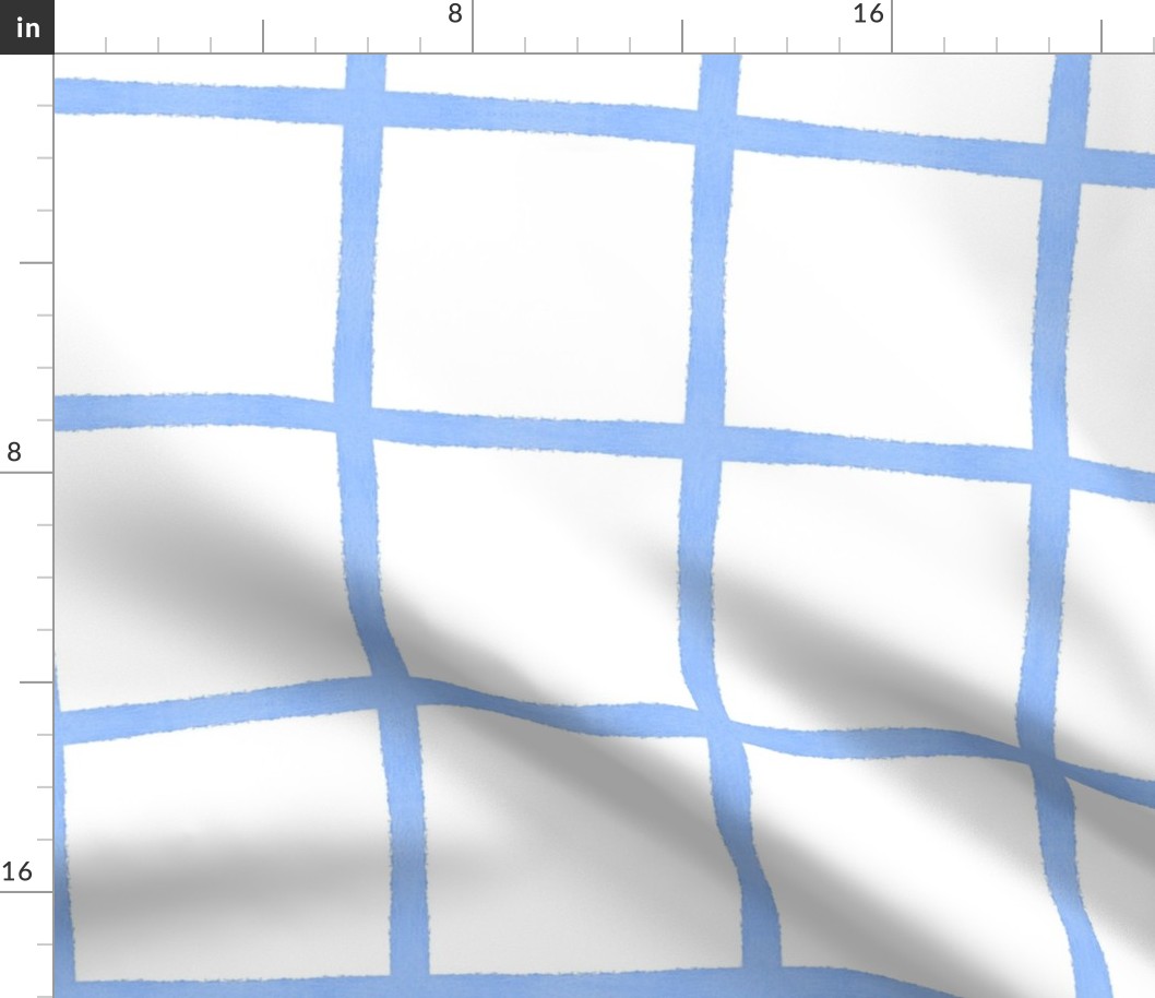 Coastal Blue and White Windowpane Grid - Medium Scale - Square Graph Check
