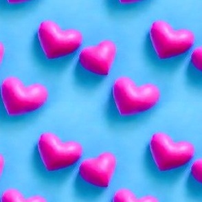 3d hearts in blue and pink